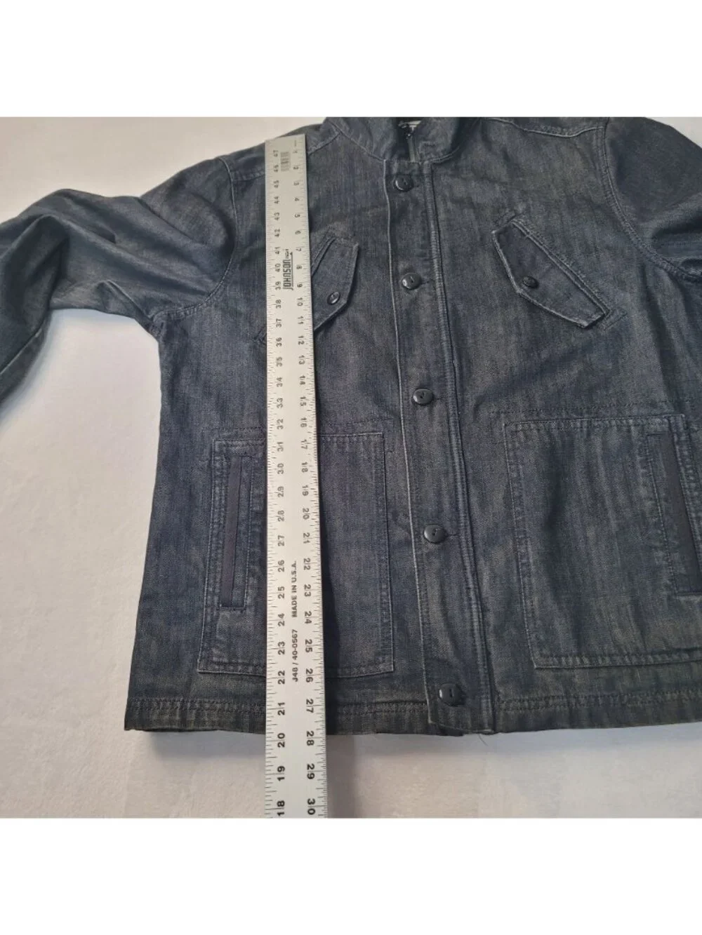 Converse One Star Men's Hooded Full Zip Button Black Denim Jacket Size L - Picture 7 of 14